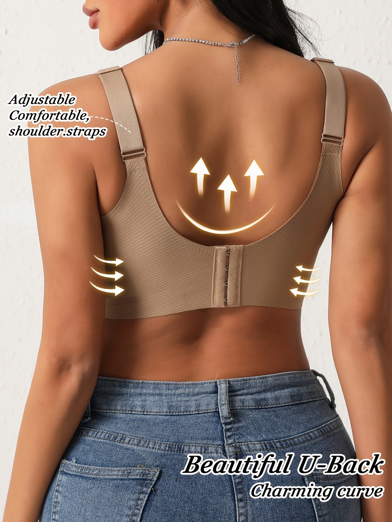 3pcs Women's Bras - Wire-Free Seamless T-Shirt Bras with Back Closure, Lift & Support - Non-Porous Everyday & Special Occasion Bras in Beige/Black/White - Smooth Everyday Bras for All-Day Comfort, Bra Extender, Comfortable Undergarment, Backless Dress