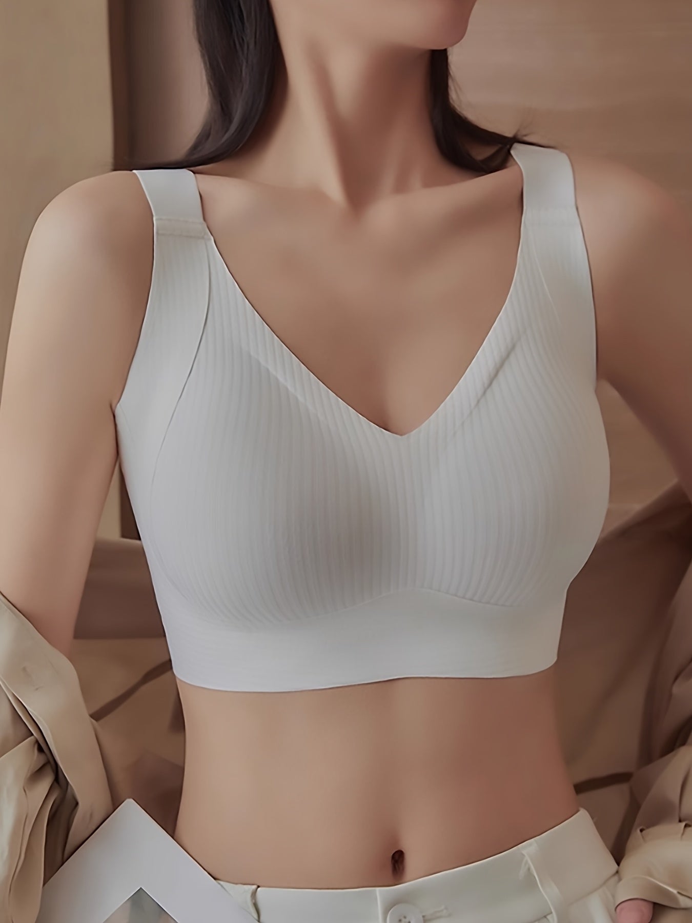 4pcs Set, Esselegance, Hook and Eye Closure, Adjustable, Gathered, Seamless, No Steel Ring, Comfortable, Bra