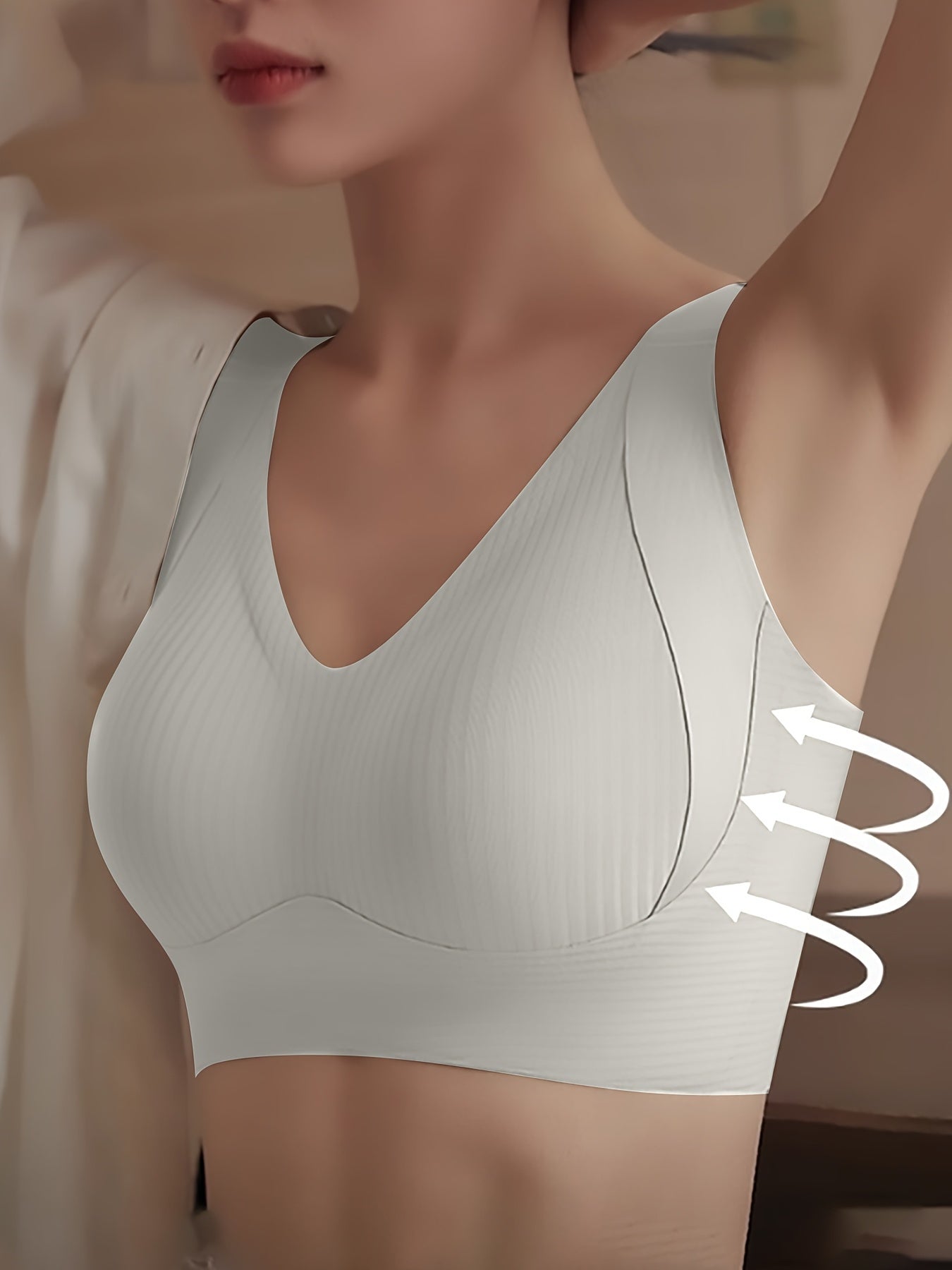 4pcs Set, Esselegance, Hook and Eye Closure, Adjustable, Gathered, Seamless, No Steel Ring, Comfortable, Bra