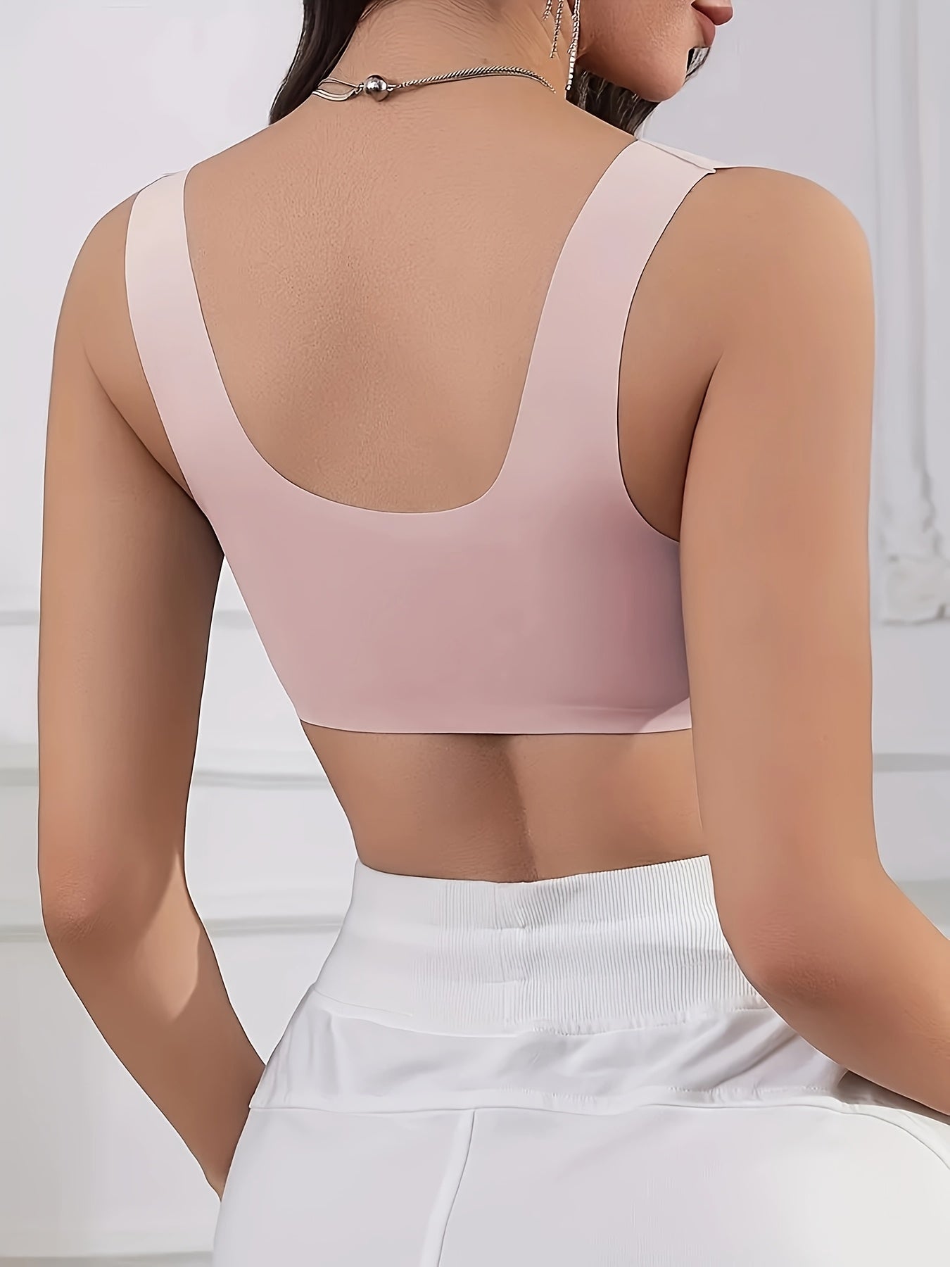 4pcs Women's Front-Button T-Shirt Bras with Shell Pattern Patchwork, Wide Comfort Straps & No Underwire - Non-Detachable Pads, Smooth Seamless Everyday Bras for All Seasons (Beige/Black/Nude/Pink)